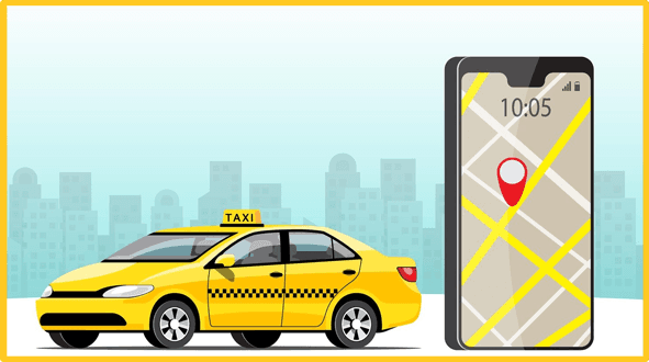 CabScript Customer App showing ride booking interface with map, vehicle selection, and fare estimation